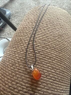 Women's Orange Agate Pendant Necklace - Unbranded